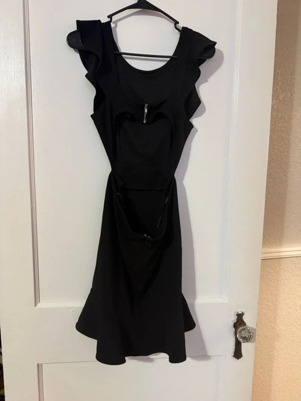 Black Ruffle Backless Mini Dress - Picture 2 of 3